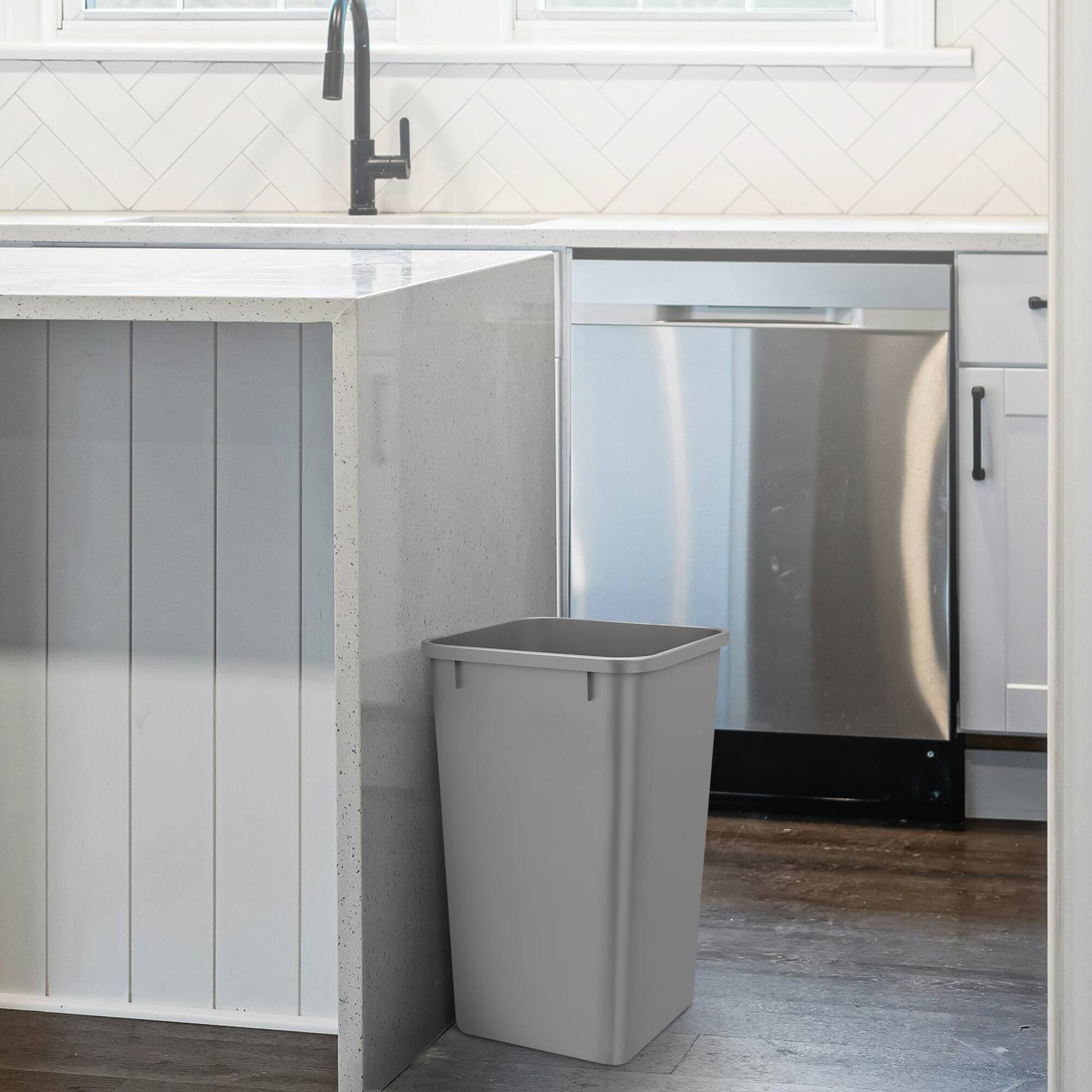 Alt View 8. Rev-A-Shelf - Rev-A-Shelf Polymer Replacement 27 qt. Trash Bin, Silver, 2 Pack, RV-1024-17-2 - Metallic Silver.