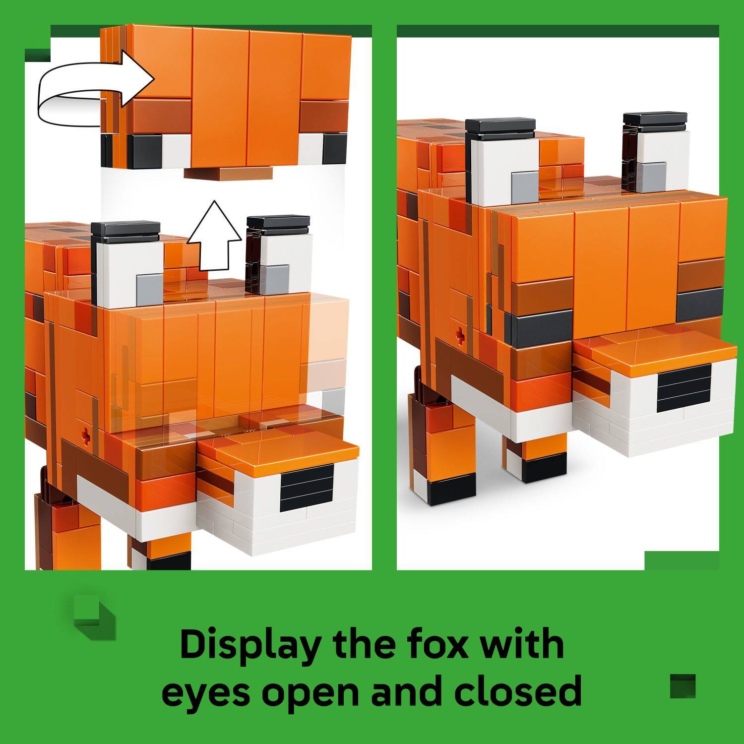 Display the fox with eyes open and closed