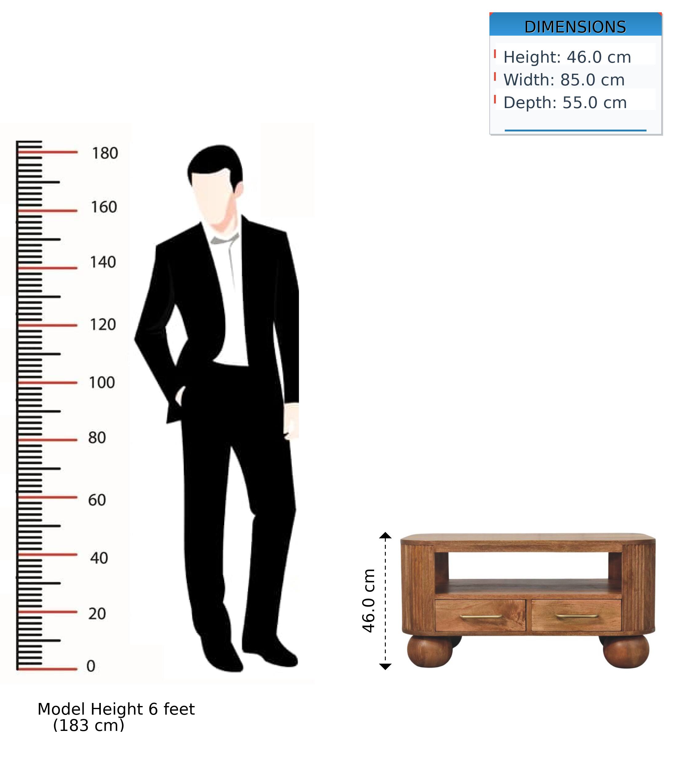 DIMENSIONS  
Height: 46.0 cm  
Width: 85.0 cm  
Depth: 55.0 cm  

Model Height: 6 feet (183 cm)