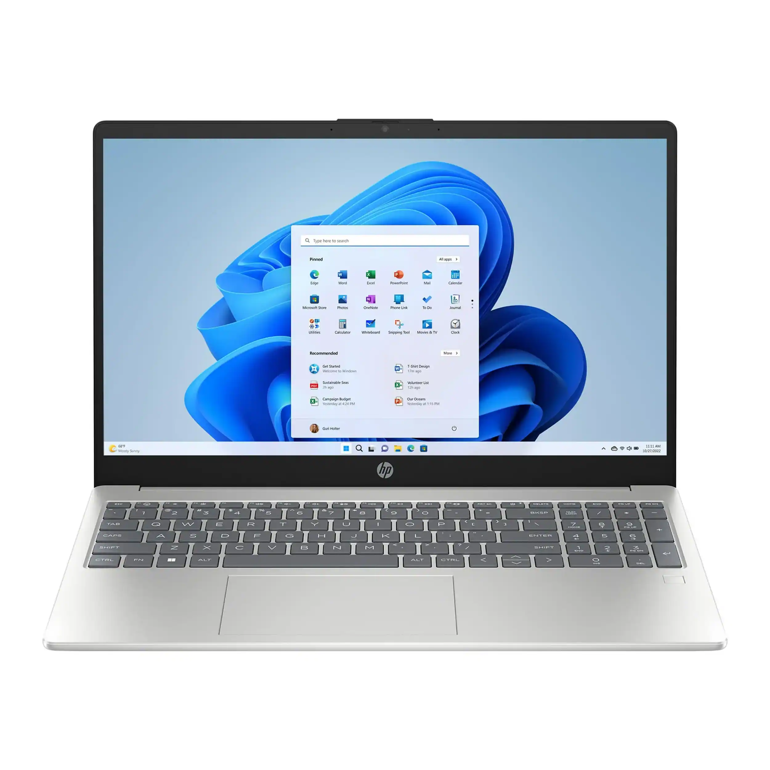 Front. HP - HP Laptop 15-fd0131wm Laptop 15.6"FHD i3-N305 32GB 1TB PCIe WIN11 Pro,(9C9A2UA#ABA),Silver - Silver.