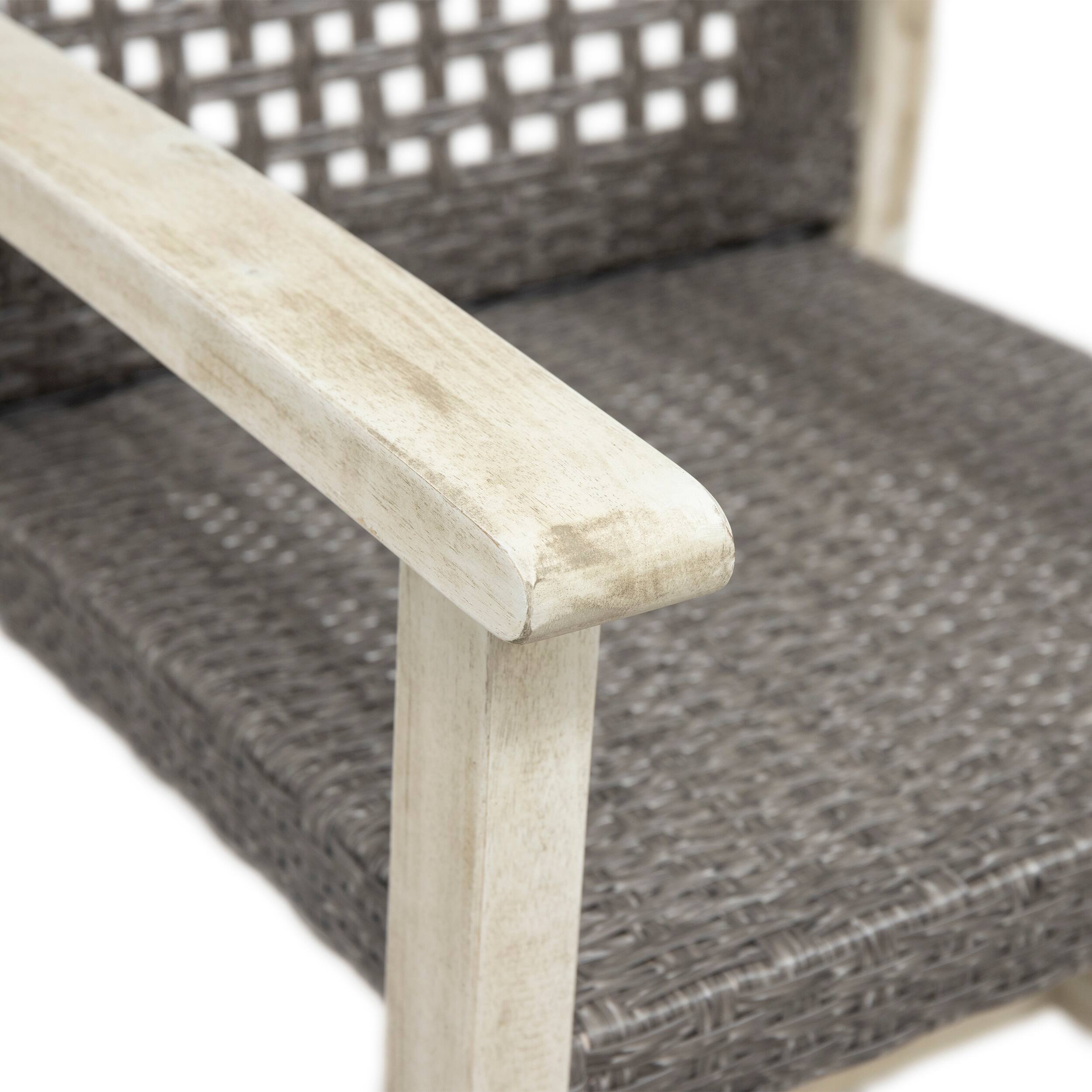 Alt View 4. Mondawe - Set of 2 Acacia Wood Dining Chairs with Polyethylene Rattan - Grey.