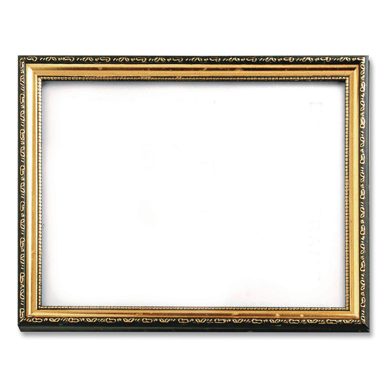 Back. Nu-Dell - Deluxe Document And Photo Frame  Molded Styrene/plastic  8.5 X 11 Insert  Gold/black.