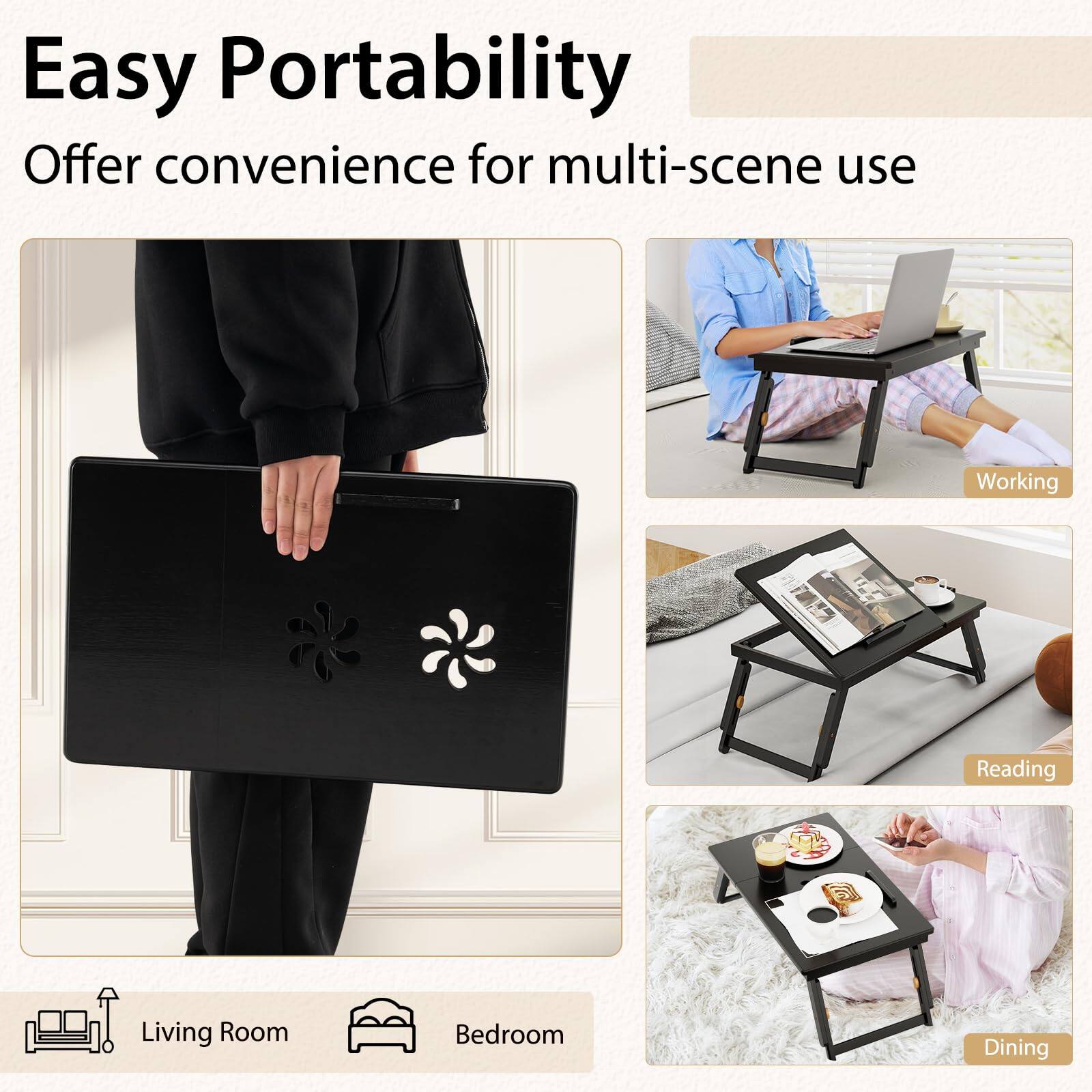 Easy Portability  
Offer convenience for multi-scene use  

Working  
Reading  
Living Room  
Bedroom  
Dining