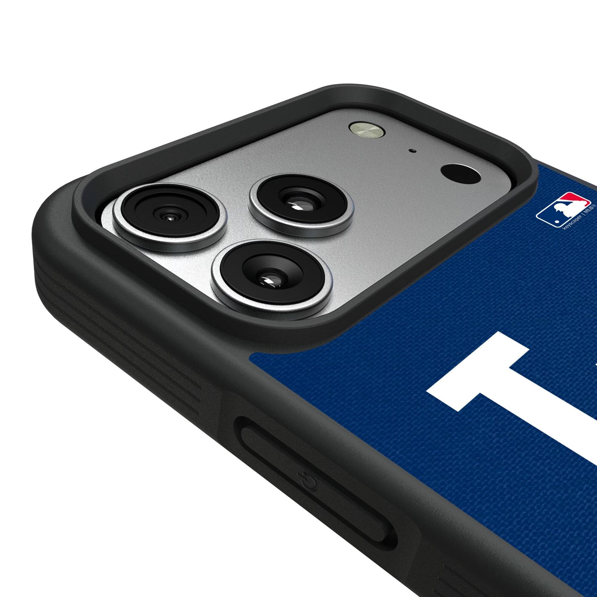 Alt View 2. Keyscaper - Los Angeles Dodgers iPhone Solid Design Bump Case - 16 Plus - Multicolor.