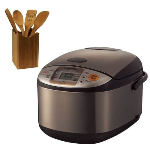 Zojirushi - Micom Rice Cooker and Warmer (10-Cup) with Cookbook Bundle - Brown