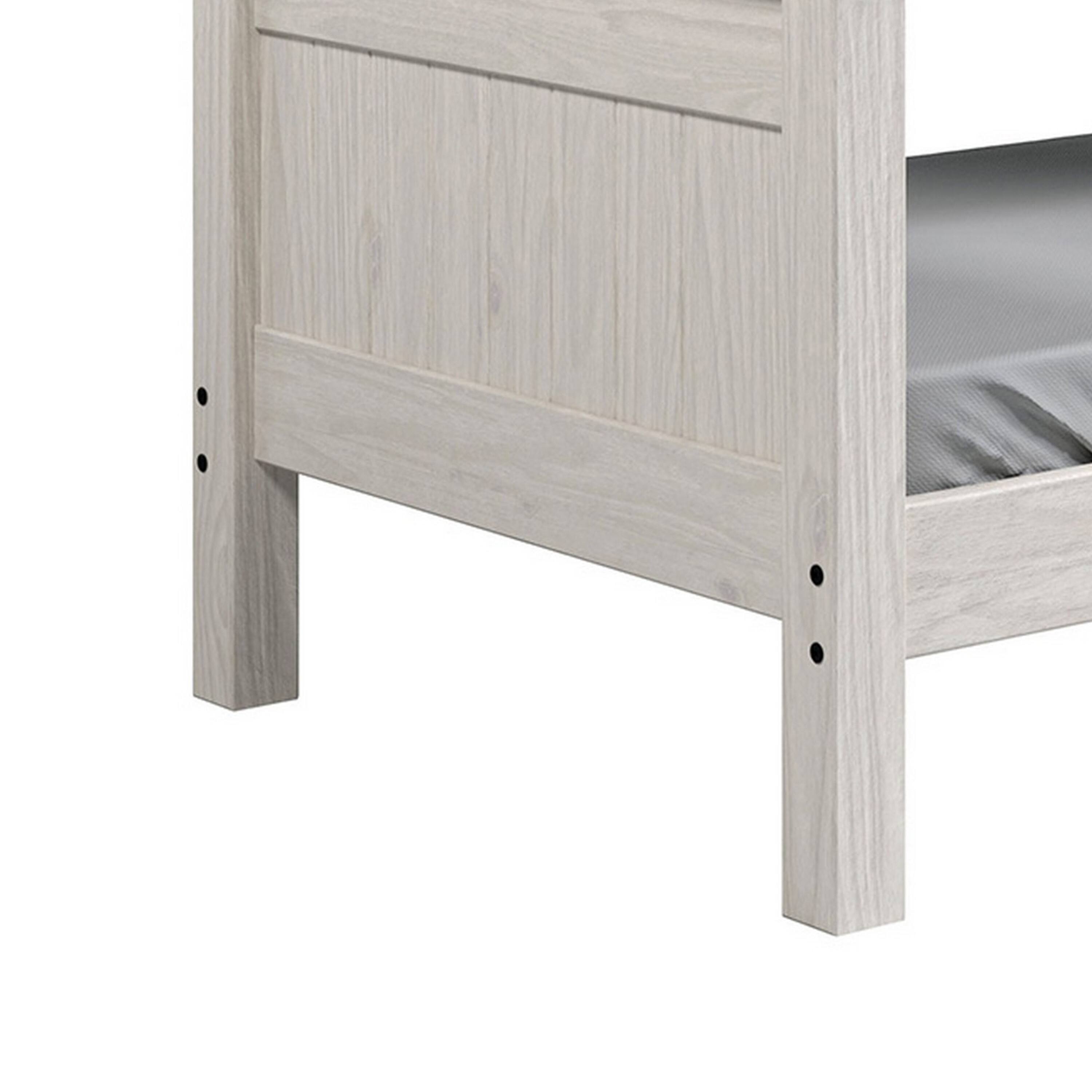 Alt View 3. Manhattan Lane - Twin/Twin Bunk Bed with Ladder, Brazilian Pine, Solid Wood, White - White.