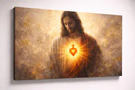 FC Design - Large Canvas 24x36" Frameless Sacred Heart Divine Glow Art Painting Home Wall Décor - MultiColor