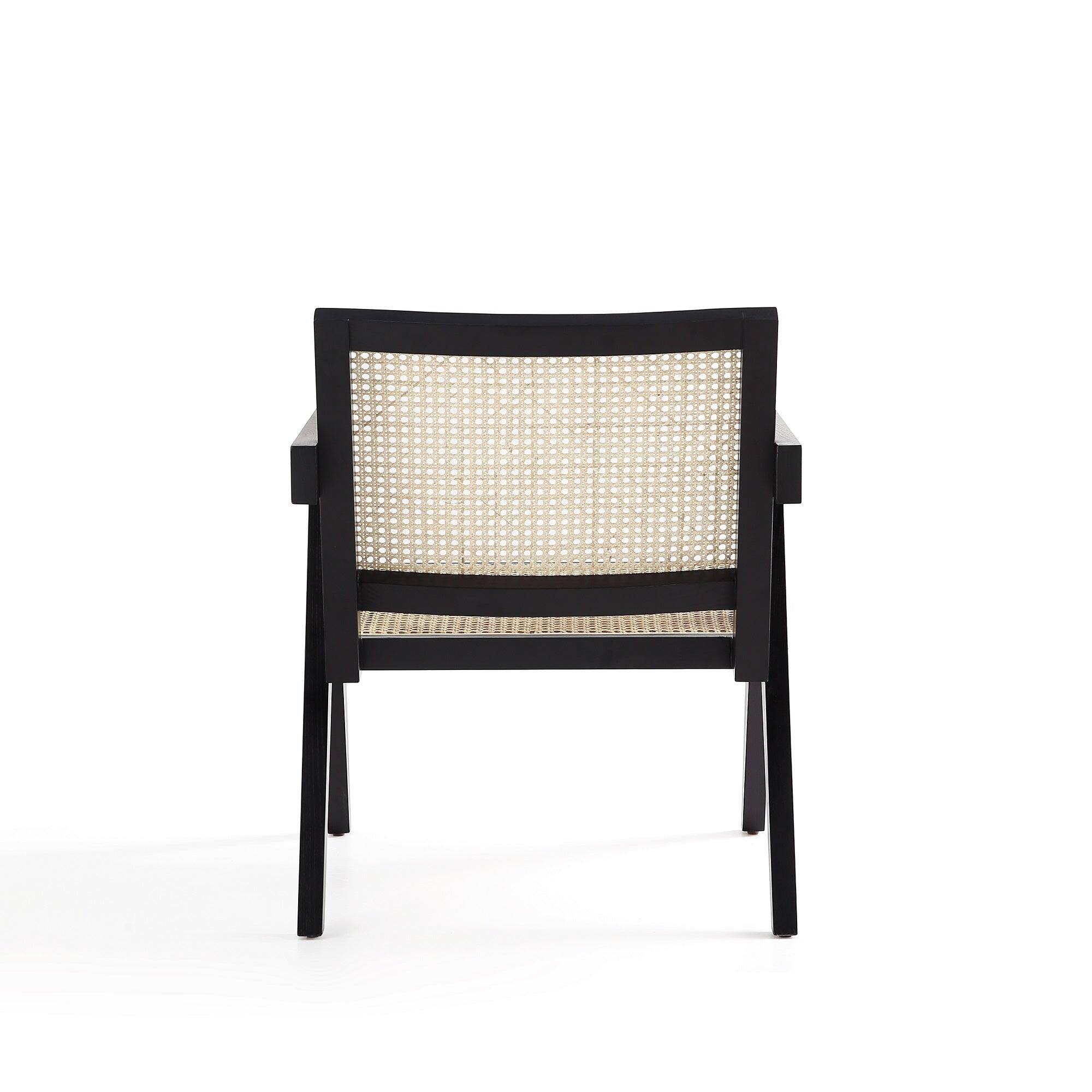 Alt View 3. Manhattan Comfort - Hamlet Industry Chic Cane Back Wood Accent Armchair - Set of 2 - Black and Natural.