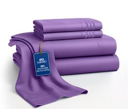 Lux Decor Collection - 4-Piece Queen Bed Sheet Set, Ultra Soft Microfiber, Deep Pocket, Wrinkle-Resistant, Hypoallergenic, All-Season Comfort - Purple
