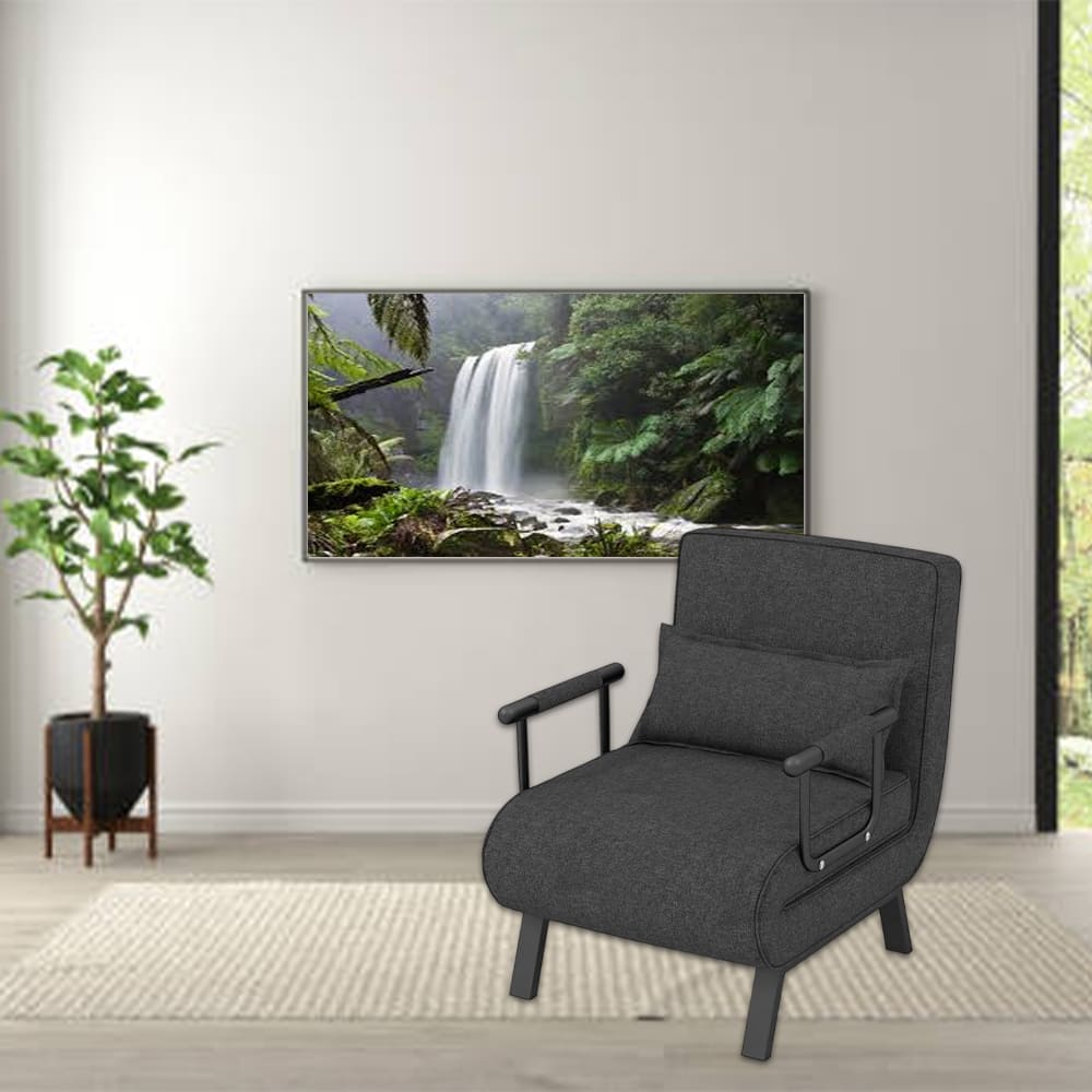 Hivvago - 6 Position Adjustable Sleeper Sofa Chair with Cushion Convertible Armchair Lounger and Bed - Gray