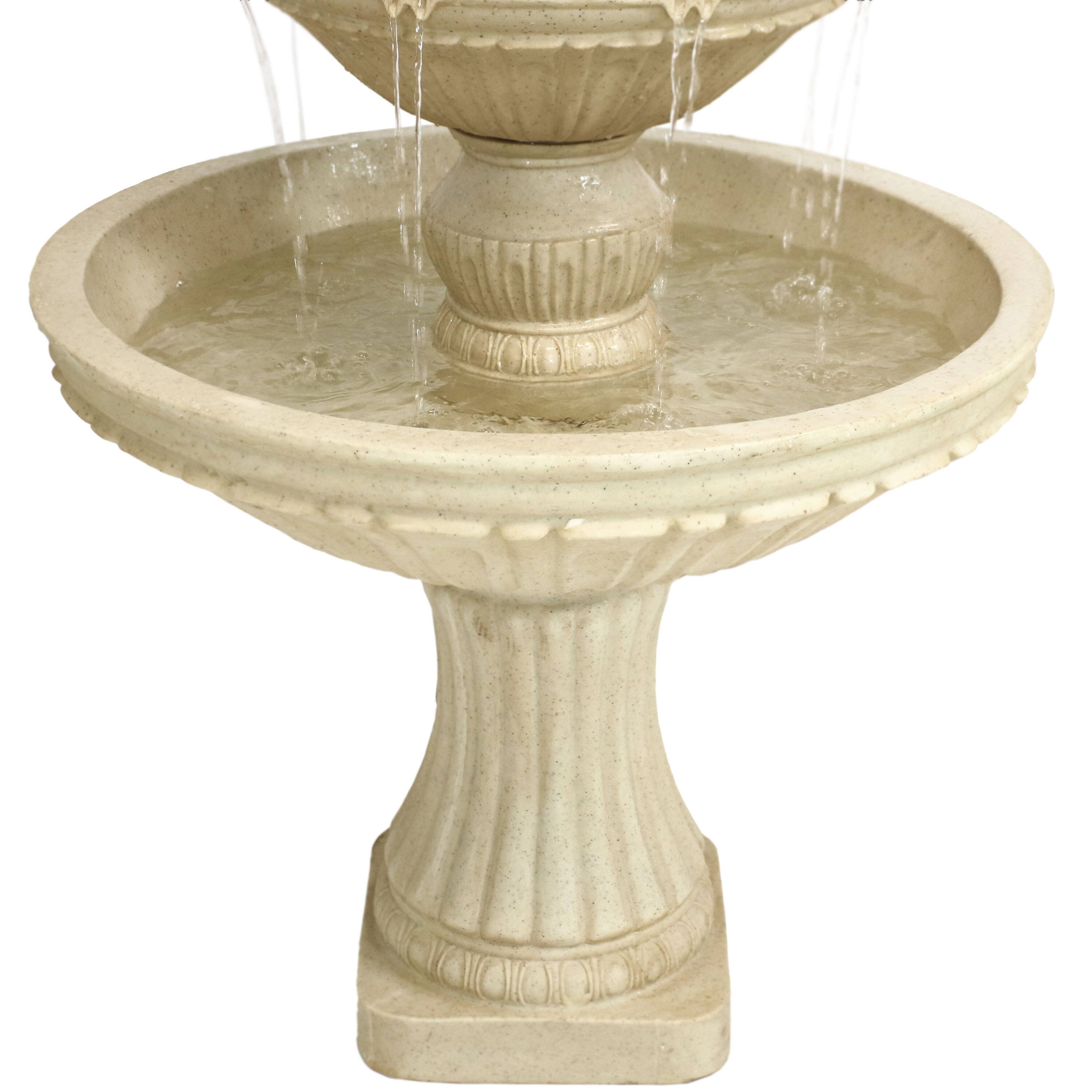 Alt View 9. Sunnydaze - Classic Designer Polystone Outdoor 3-Tier Fountain - Light Brown.