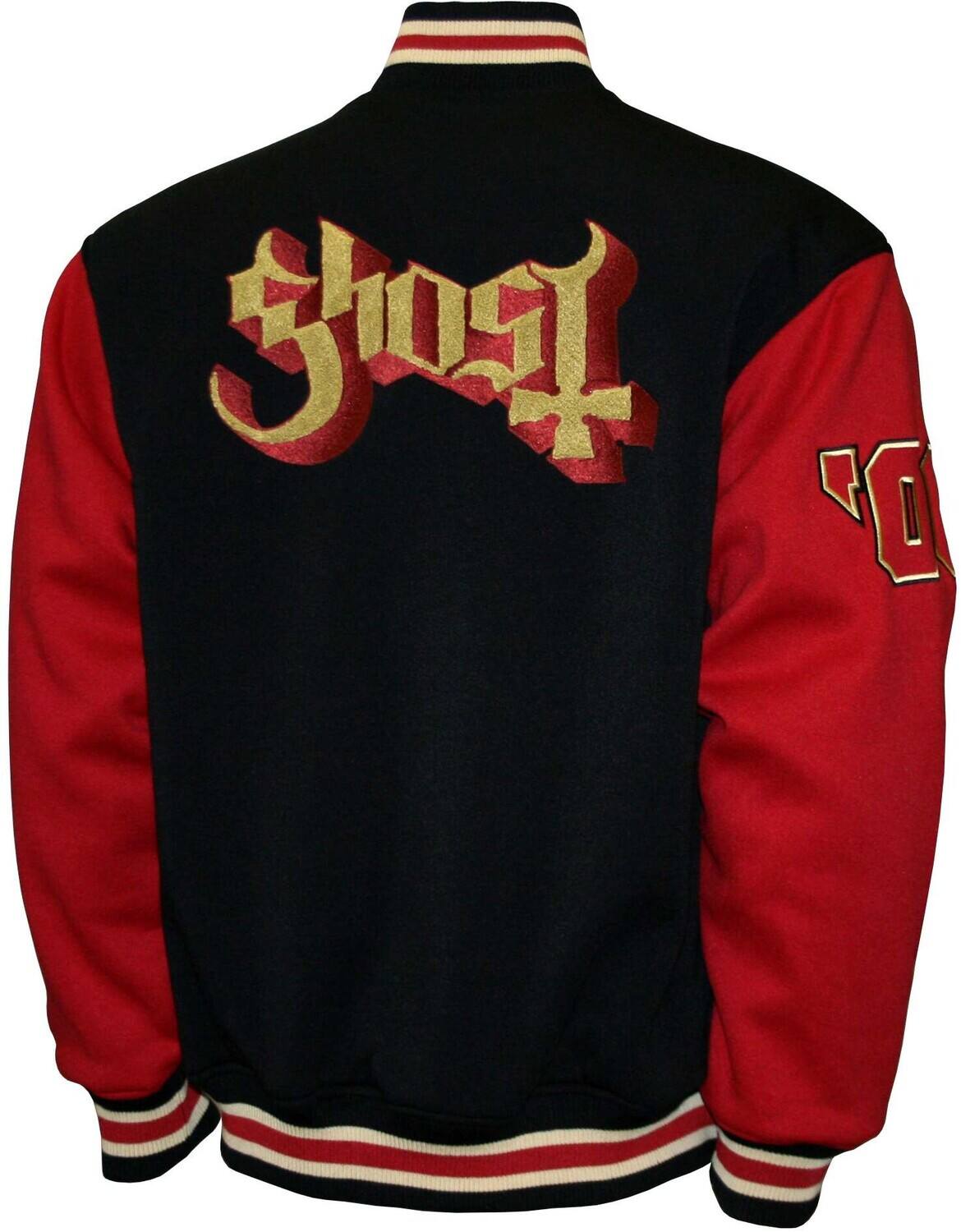 Alt View 1. PopMarket - Ghost - Ghost - Logo - Varsity Fleece Jacket - XL Black M2451GHA4   - APPAREL - Multicolor.
