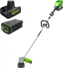 Greenworks - 82V 16" (1.5kW Brushless) Prosumer Cordless String Trimmer, 2.5Ah Battery and Dual Port Charger - Green