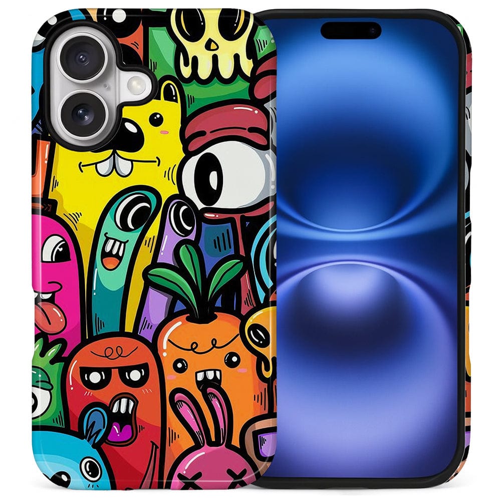 BUBM - Smartphone Case for iPhone - 2-Layer Durable Smartphone Protection Case - Crazy Veggie Crew - Crazy Veggie Crew for iPhone 16 Plus
