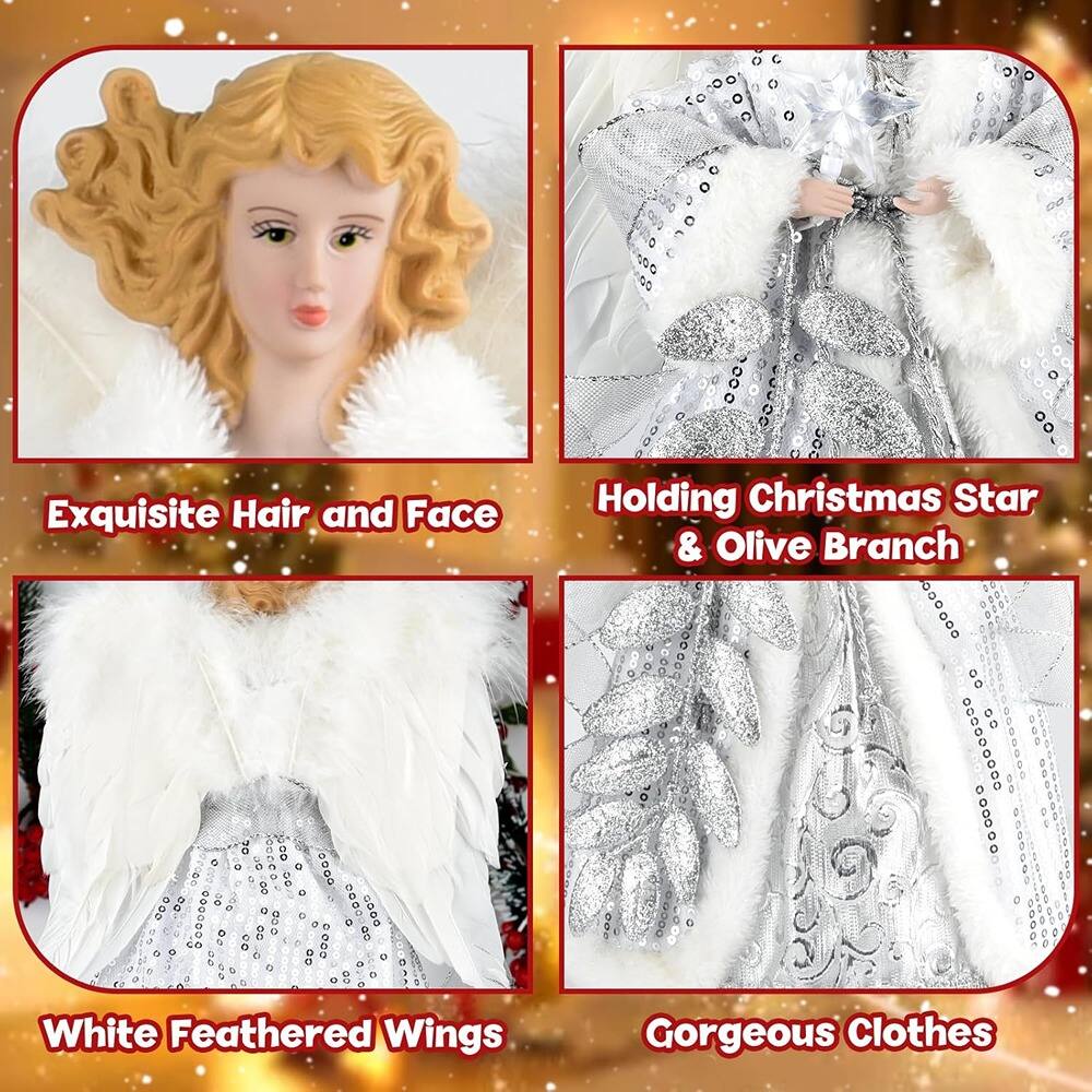 Exquisite Hair and Face  
Holding Christmas Star & Olive Branch  
White Feathered Wings  
Gorgeous Clothes