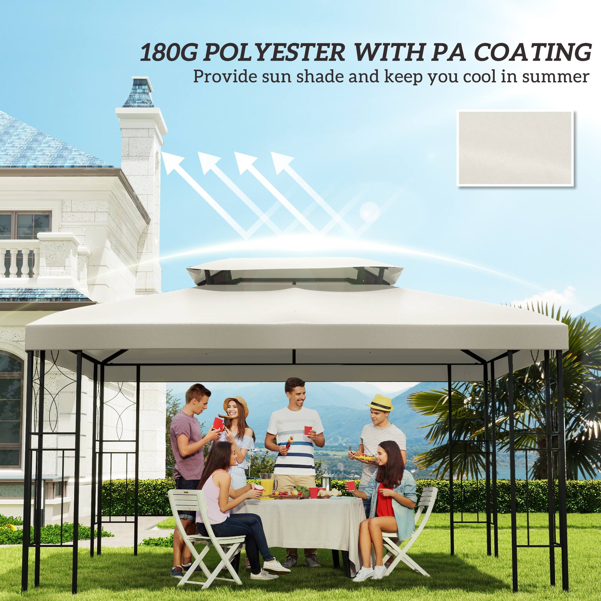 180G POLYESTER WITH PA COATING
Provide sun shade and keep you cool in summer