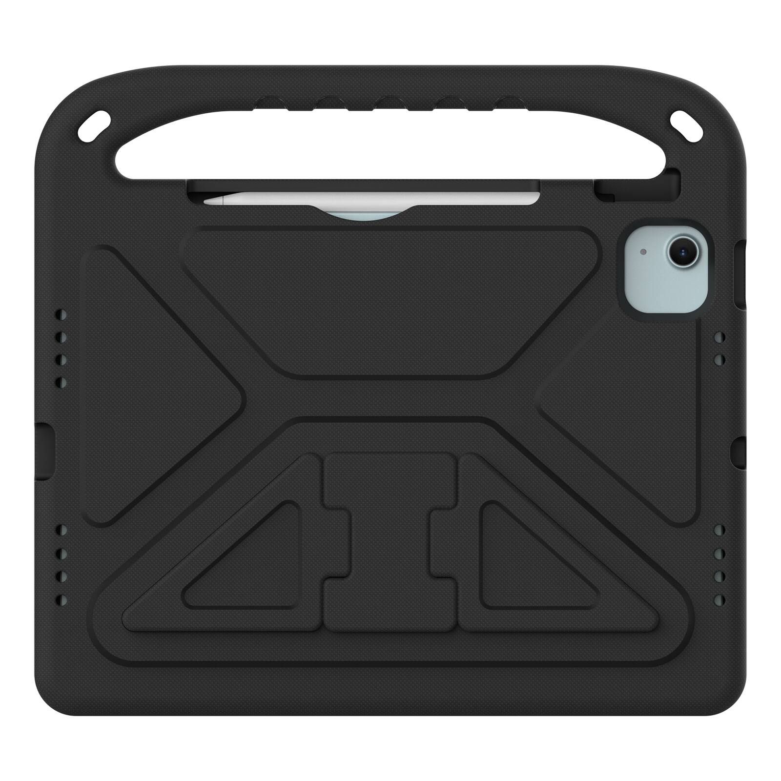 Angle. UUCOVER - Lightweight EVA Case for iPad Air 11-inch M4 M3 M2 (2026/2025/2024) Shockproof Handle Kickstand Anti-Slip Cover - Black.