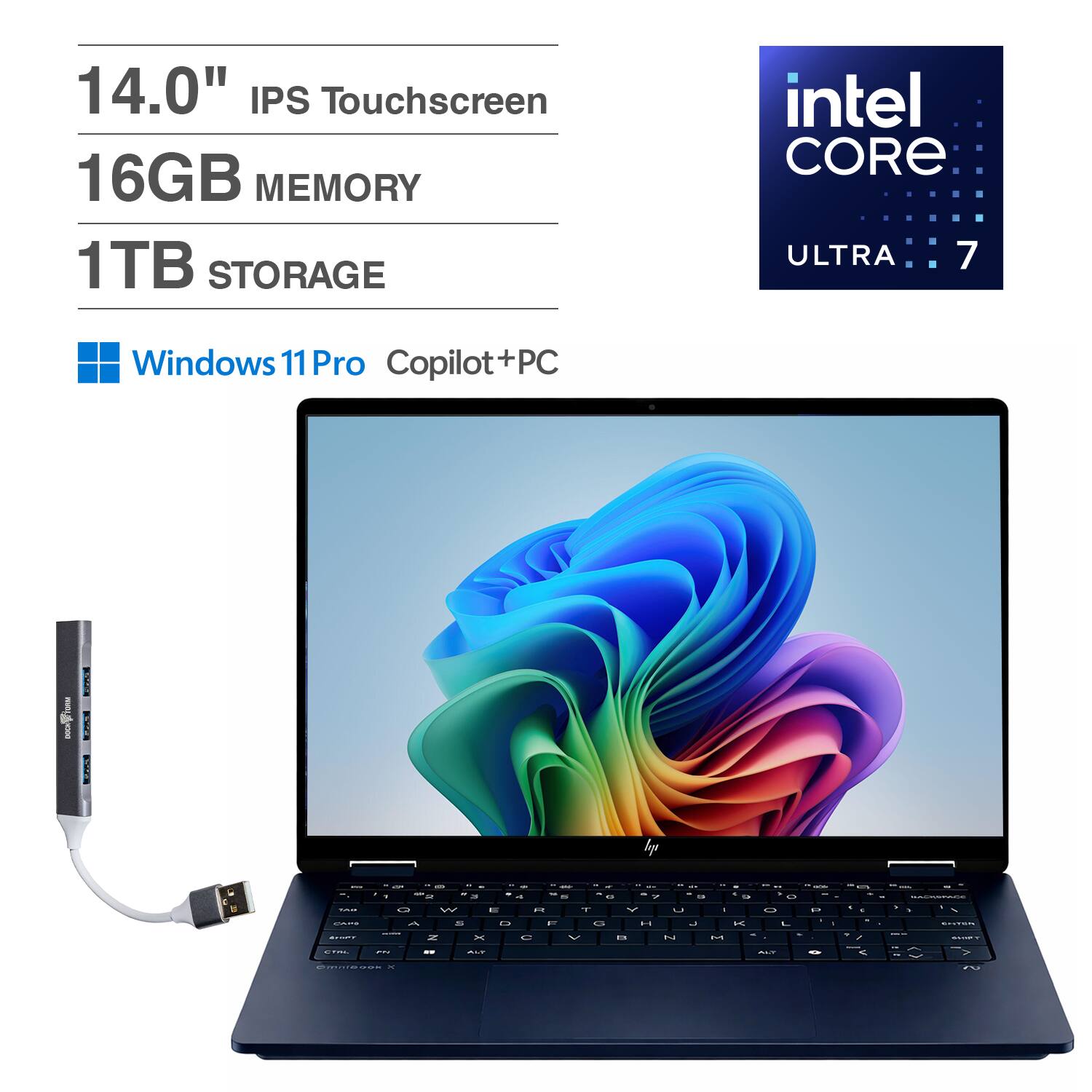 14.0" IPS Touchscreen  
16GB MEMORY  
1TB STORAGE  
intel CORE ULTRA 7  
Windows 11 Pro Copilot+PC