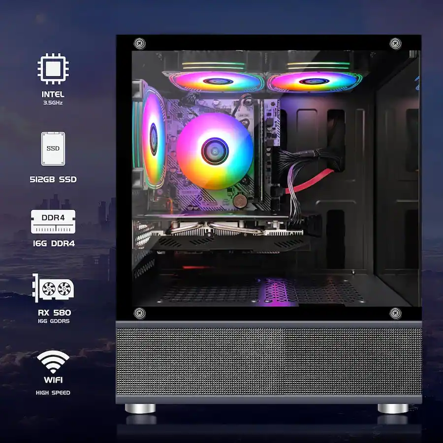 Amd Radeon Rx 580 Desktop STGAubron Gaming Desktop PC, Radeon RX 580 16G Graphics, Intel G5905 3 ...