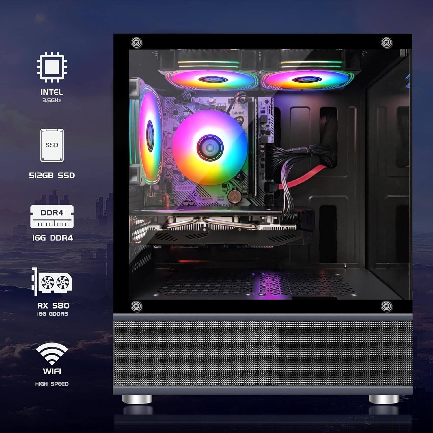 INTEL 3.5GHz  
512GB SSD  
DDR4 16G  
RX 580 16G  
WIFI  
HIGH SPEED