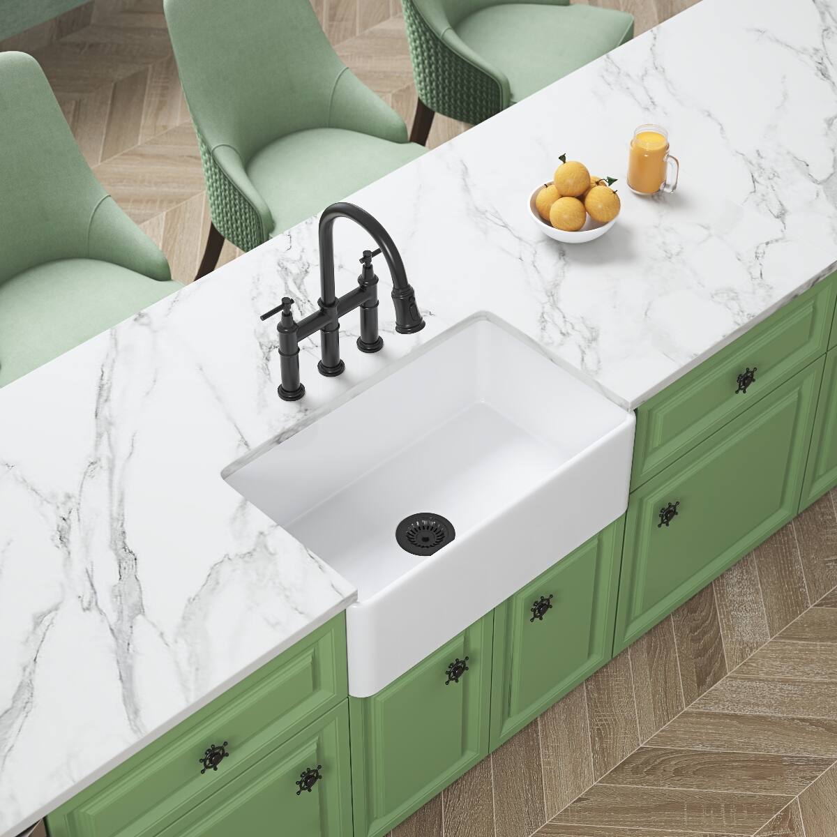 Ropilly Farmhouse Kitchen Sink Deep Apron Front Undermount Ceramic ...