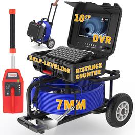 Aukfa - Sewer Camera with Locator - 10" HD Borescope, Self-Leveling, IP68, 200Ft 7MM Cable, DVR, 5X Zoom
