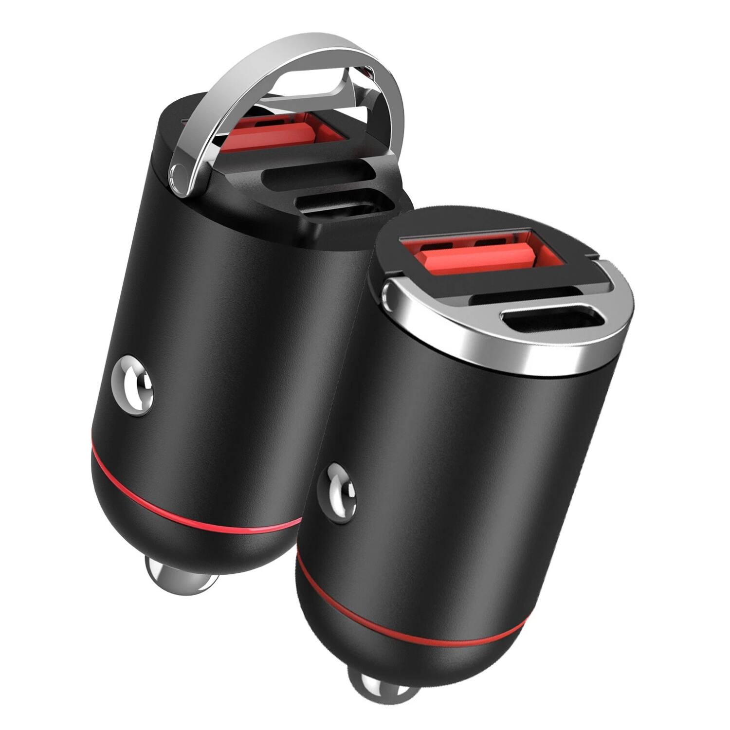 Front. Home Collection - 100W USB-C Car Charger, Dual Port Fast Charging Adapter - Black.