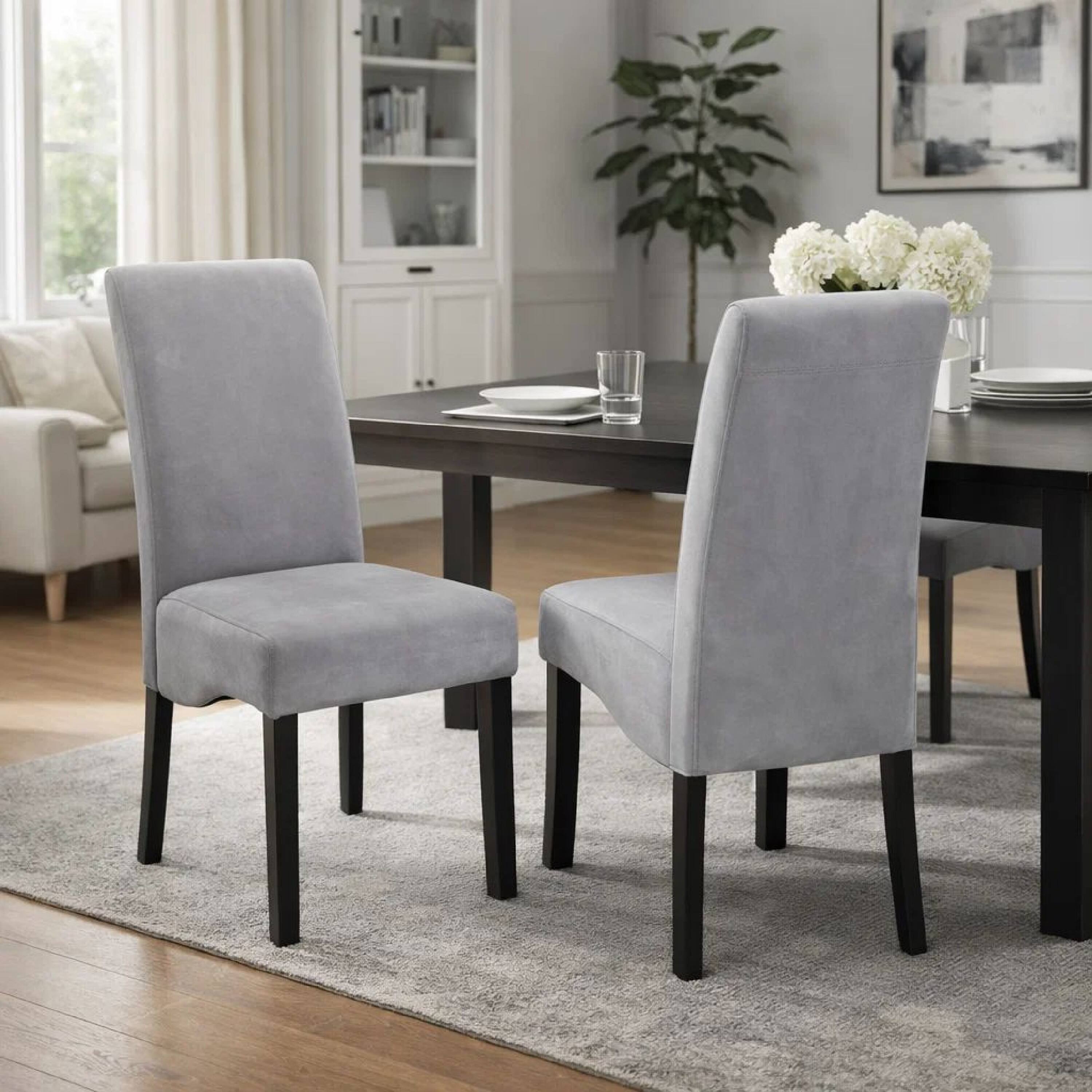 Alt View 6. Manhattan Lane - Comfy Wooden Dining Chair, Gray And Black, Set of 2 - Gray And Black.