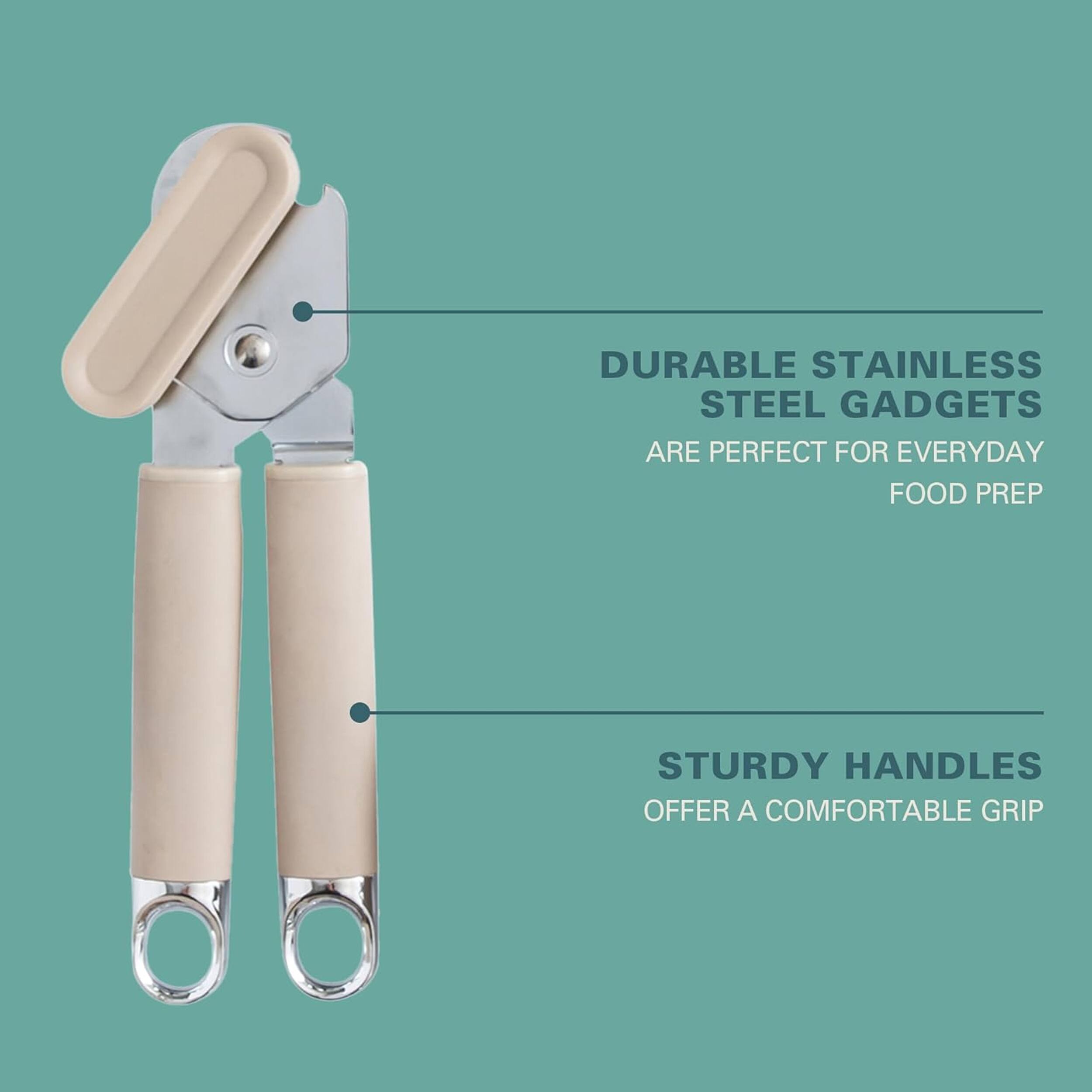 DURABLE STAINLESS STEEL GADGETS ARE PERFECT FOR EVERYDAY FOOD PREP. STURDY HANDLES OFFER A COMFORTABLE GRIP