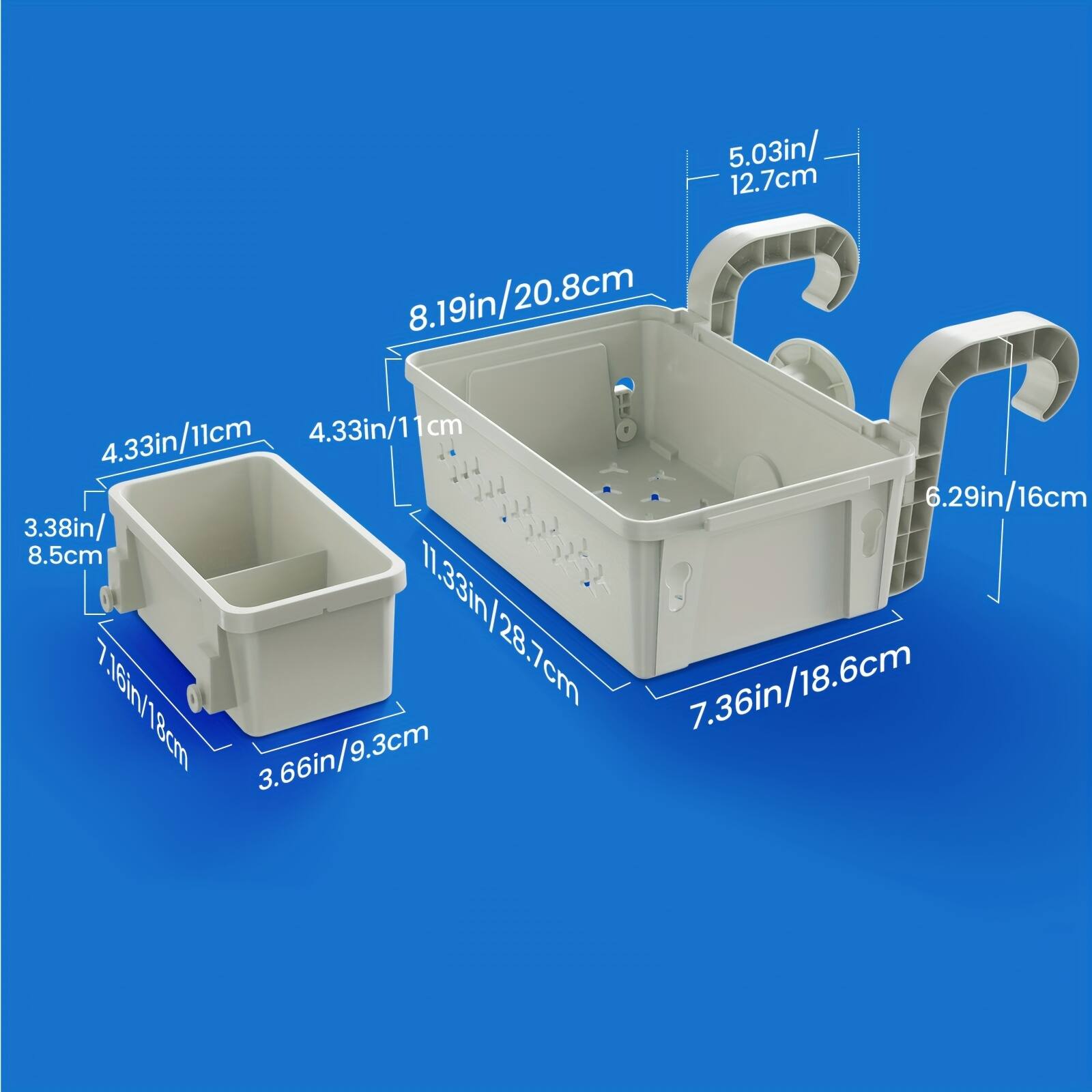 5.03in/ 12.7cm  
8.19in/20.8cm  
4.33in/11cm  
4.33in/11cm  
6.29in/16cm  
3.38in/ 8.5cm  
7.16in/18cm  
3.66in/9.3cm  
11.33in/28.7cm  
7.36in/18.6cm