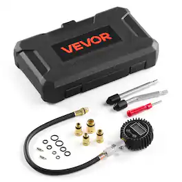 VEVOR - Engine Cylinder Compression Tester Kit, Pressure Gauge Range of 10-200 PSI, Compression Tester Kit with 4 Adapters - Black