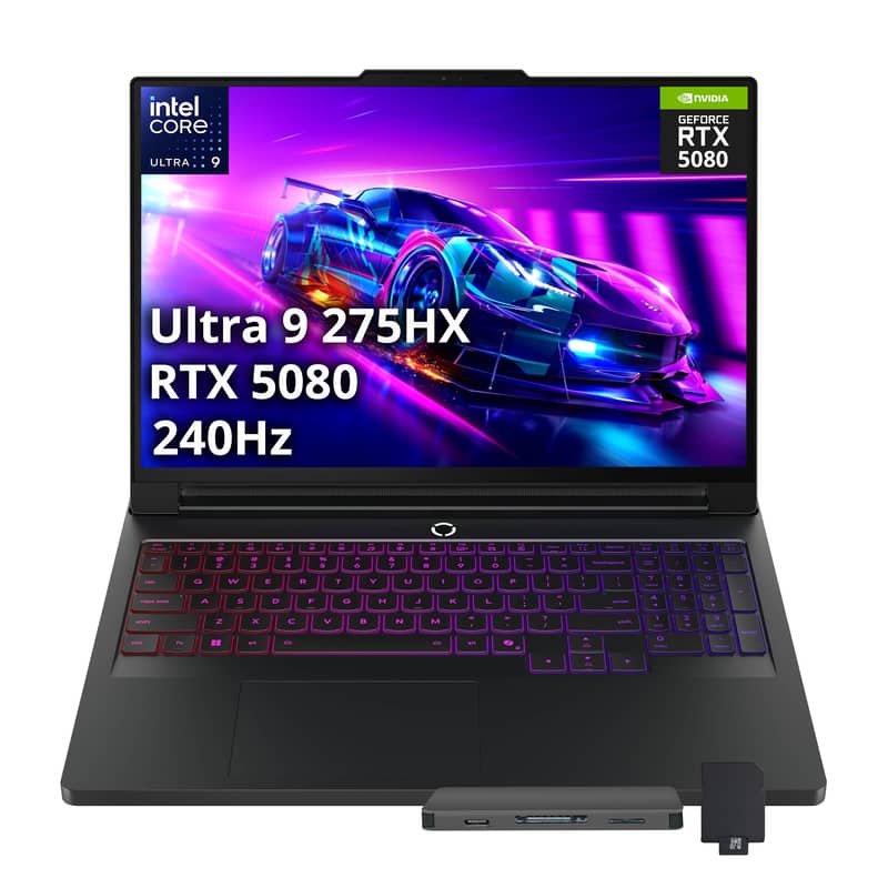 Lenovo - Legion Pro 7 16" WQXGA Gaming,Ultra 9 275HX,16GB RAM,1TB SSD+1TB Dock Set,RTX 5080,RGB Backlit,Win 11 Pro - Black