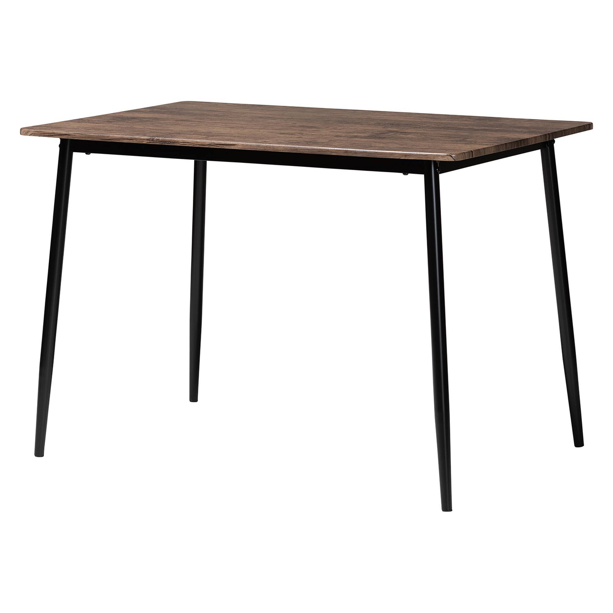 Front. Baxton Studio - Dalair Industrial Rustic Wood and Metal Dining Table - Dark Brown/Black.