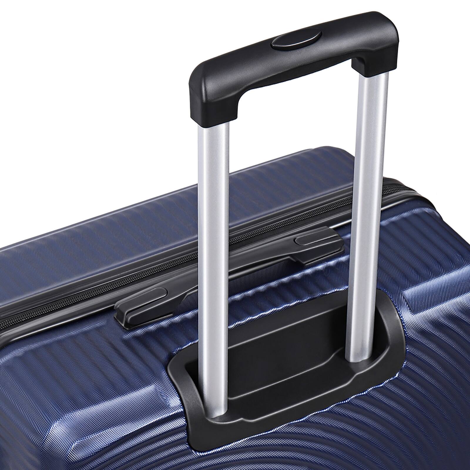 Back. Oumilen - 3-Piece Luggage Set (20/24/28 Inch) with TSA Lock, Durable ABS Hardcase Suitcases - Blue.