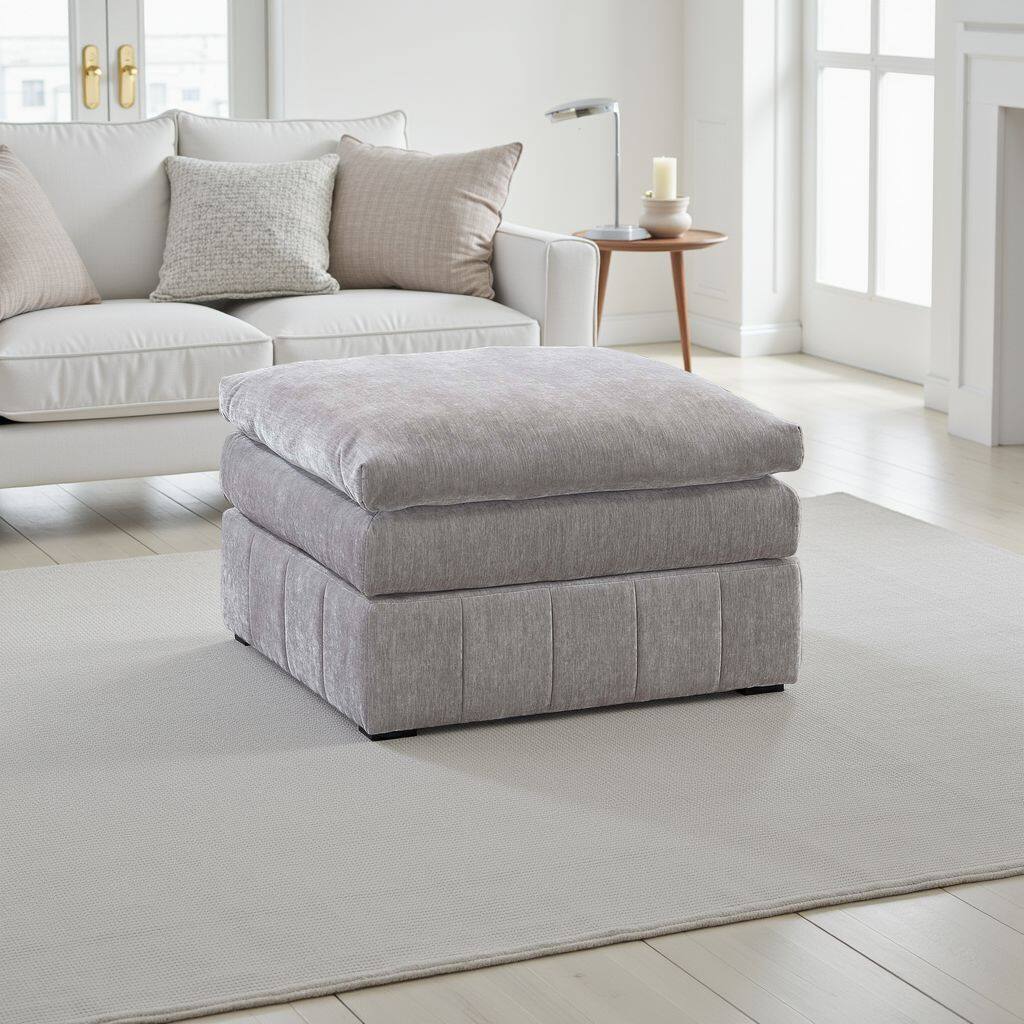 Alt View 5. Manhattan Lane - Luna 33 Inch Modular Ottoman, Three Layer Plush Cushioned Seat, Gray - Light Gray.