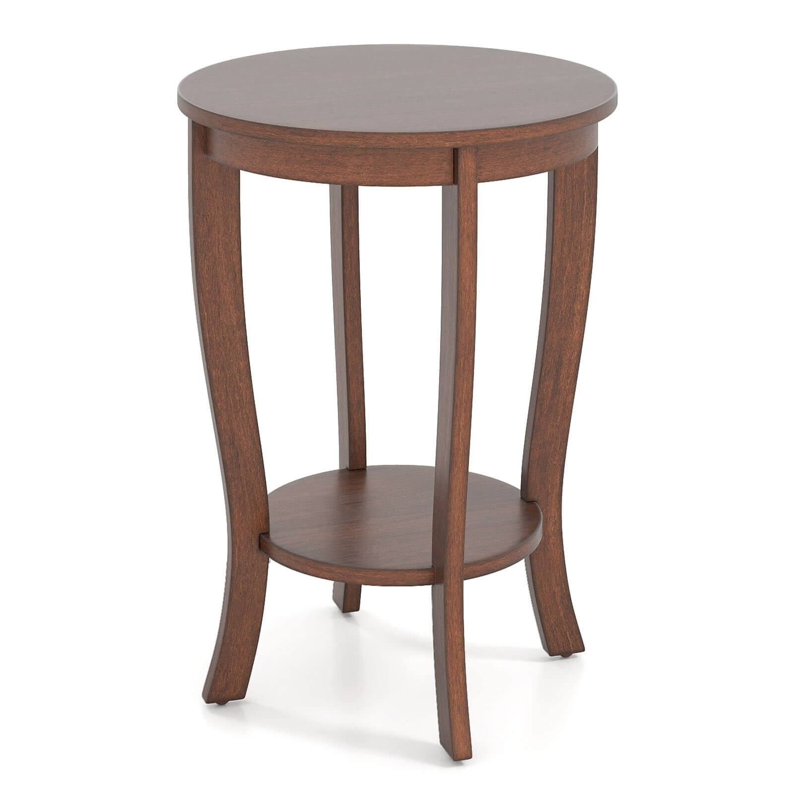 Alt View 9. Costway - Costway 2-Tier End Table 18" Round Compact Sofa Side Nightstand with Storage Shelf - Brown.