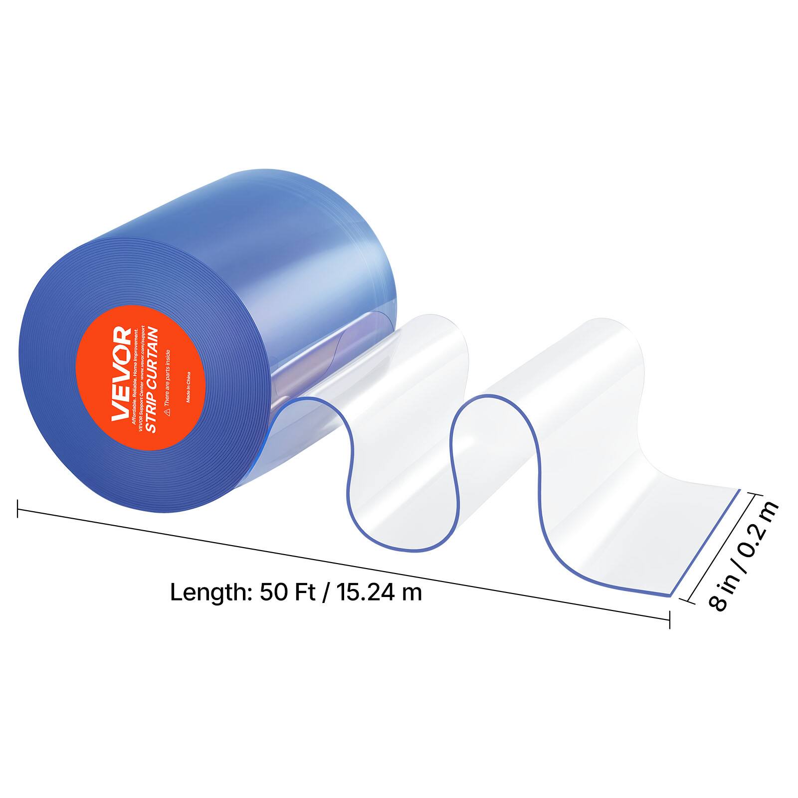 - I I CURTAIN I VEVOR ! I I I I i ! . Uhana I N VE ! STRIP A Length: 50 Ft / 15.24 m 8in/0.2m