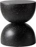 LeisureMod - Sage Fiberstone Half Round Side Table, Weather Resistant Indoor/Outdoor Accent Table & Stool, Fully Assembled - Black