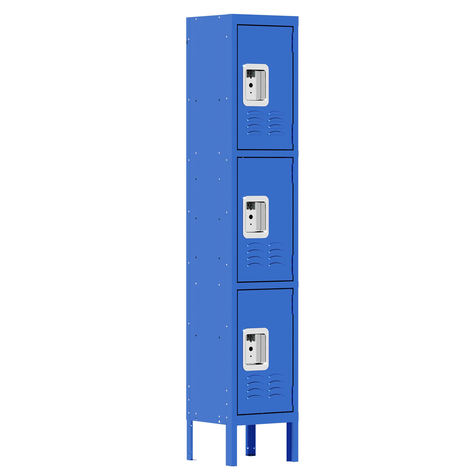 Spaco - 66" Metal Lockers, 3 Door Secure Employee Storage for Gym School Office Garage - Blue