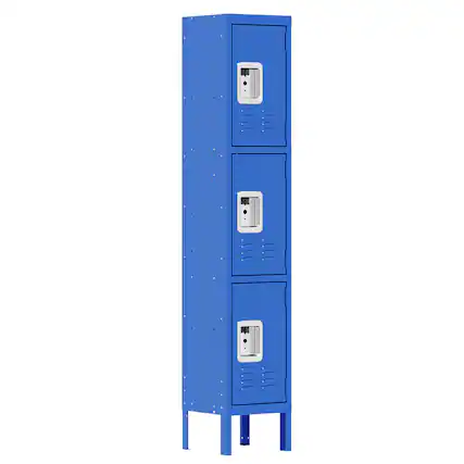 Front. Spaco - 66" Metal Lockers, 3 Door Secure Employee Storage for Gym School Office Garage - Blue.