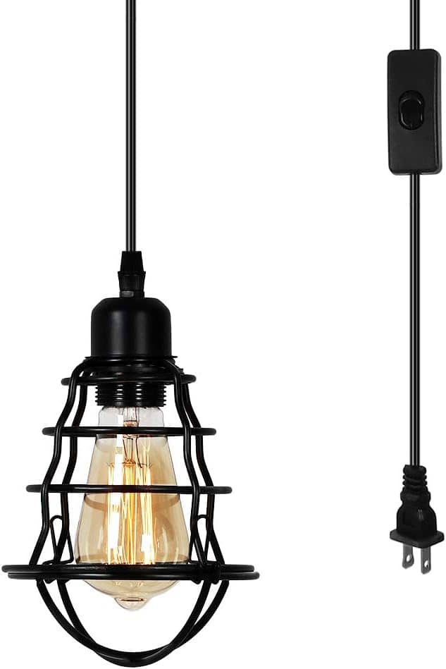 Oumilen - Industrial Cage Plug-in Pendant Light