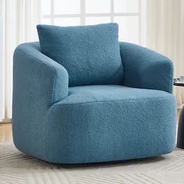 GOODSILO - 360 Degree Swivel Round Upholstered Comfort Chair with Soft Pillow, High-Resilience Sponge Single Sofa for Living Spaces - Blue