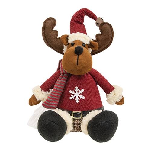 Left. BreeBe - Cozy Snowflake Stuffed Moose/Santa Sitter 2 Asstd. - Multicolor.