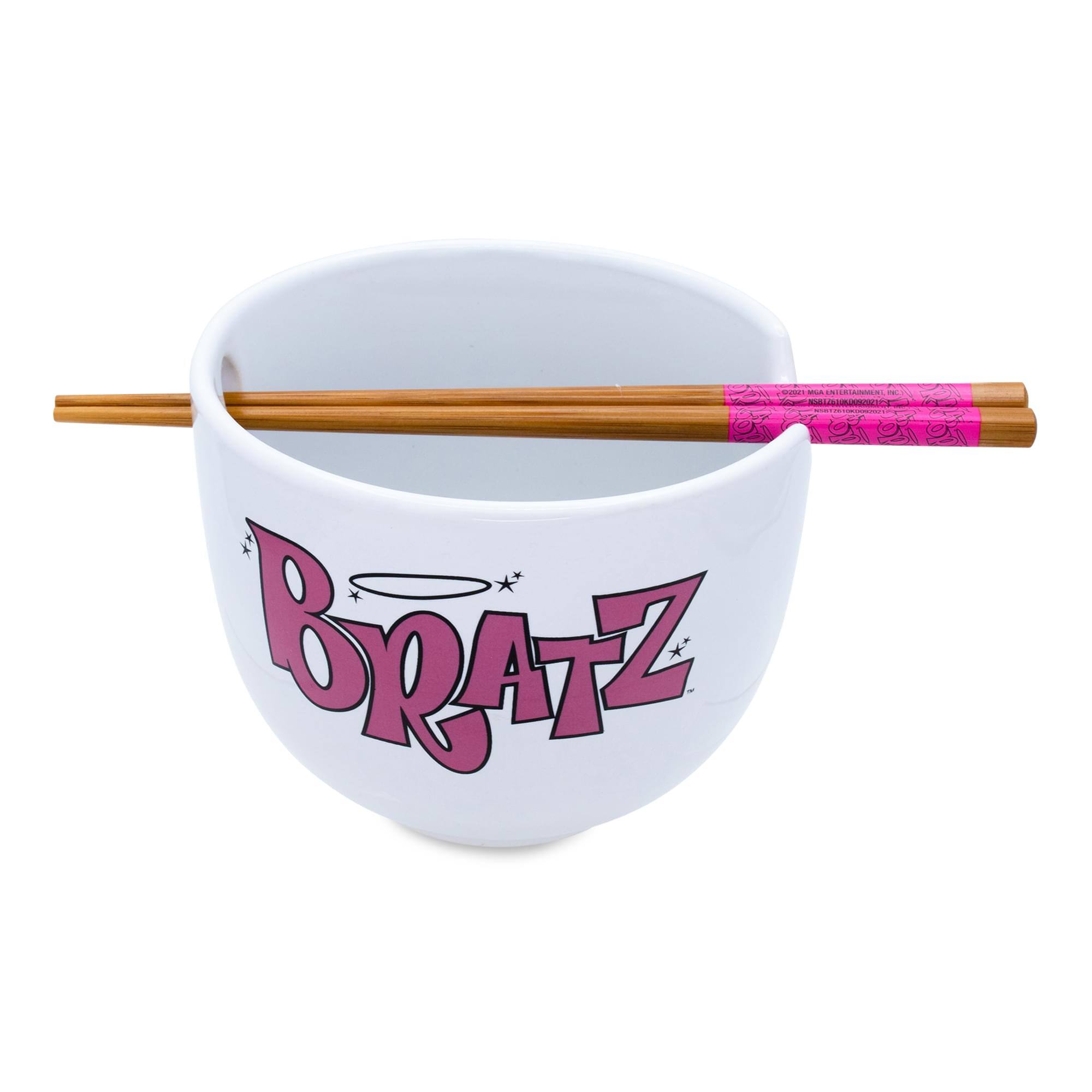 Alt View 1. Silver Buffalo - Bratz 20-Ounce Ceramic Ramen Bowl and Chopstick Set - Pink.