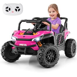 Gymax - 12V Kids Ride on Truck w/Parental Remote 3 Speeds & Reverse Forward Function - Pink