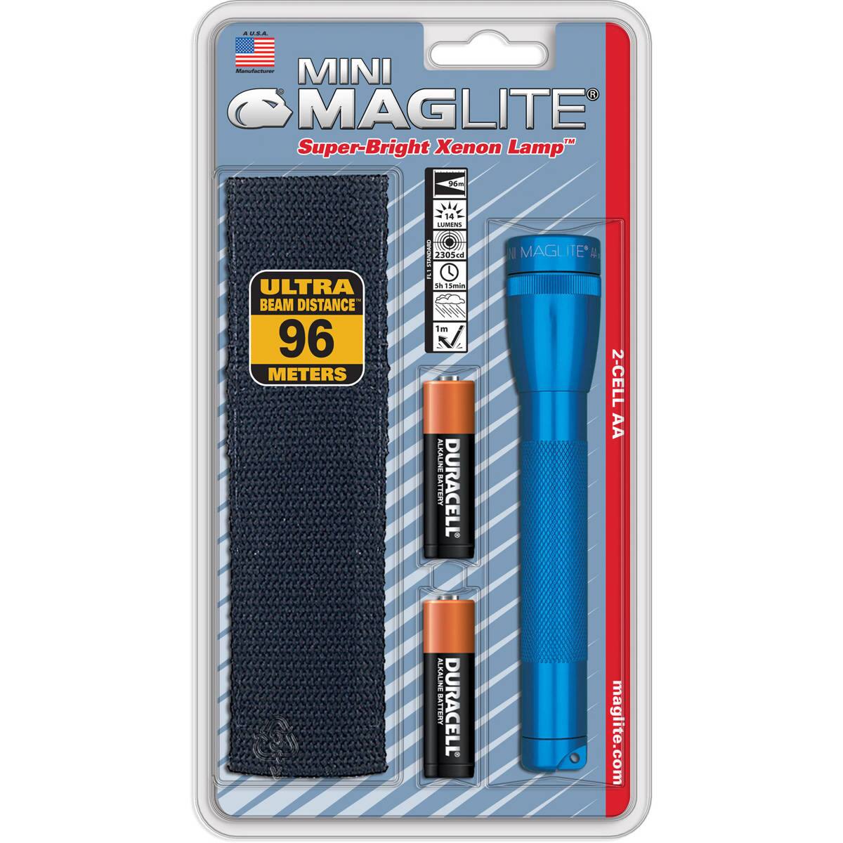 MINI MAGLITE Super-Bright Xenon Lamp  
ULTRA BEAM DISTANCE 96 METERS  
14 LUMENS  
2-CELL AA ALKALINE BATTERY DURACELL  
maglite.com