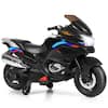 Front. Gymax - Gymax 12V Electric Kids Ride On Motorcycle w/ Training Wheels Black - Black.