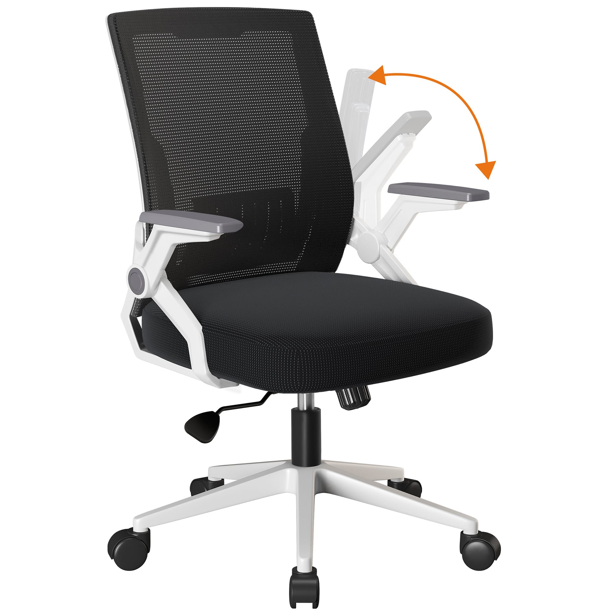 Front. CloudRest Pro - Breathable Mesh Office Chair with Flip-up Armrests Ergonomic Computer Desk Chair with Adaptive Lumbar Support,White - White.