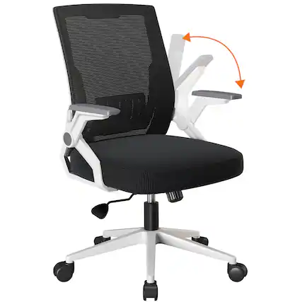 Front. CloudRest Pro - Breathable Mesh Office Chair with Flip-up Armrests Ergonomic Computer Desk Chair with Adaptive Lumbar Support,White - White.