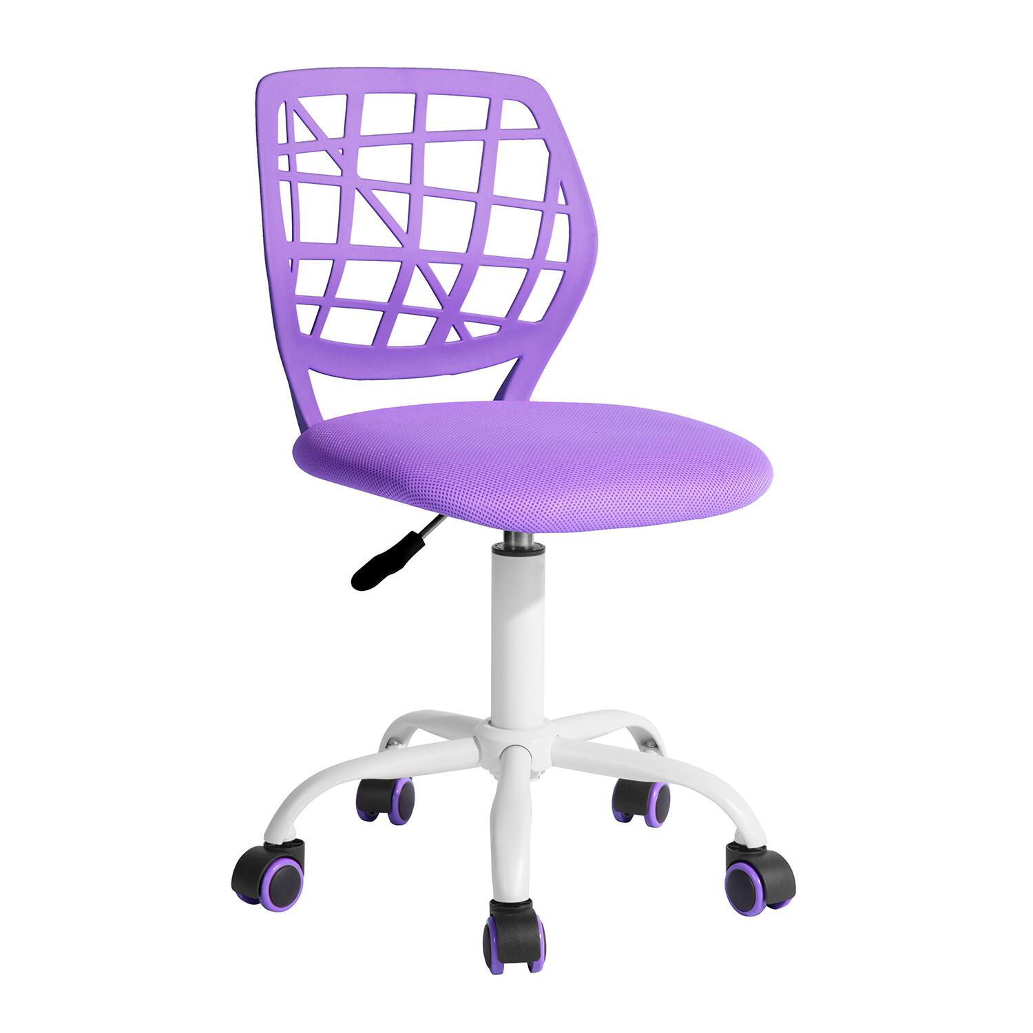 Front. Spaco - Spaco Modern Kids Desk Chair, Armless Adjustable Swivel Study Chair with Soft Mesh Cushion, Plastic Low Back for Teens - Purple.